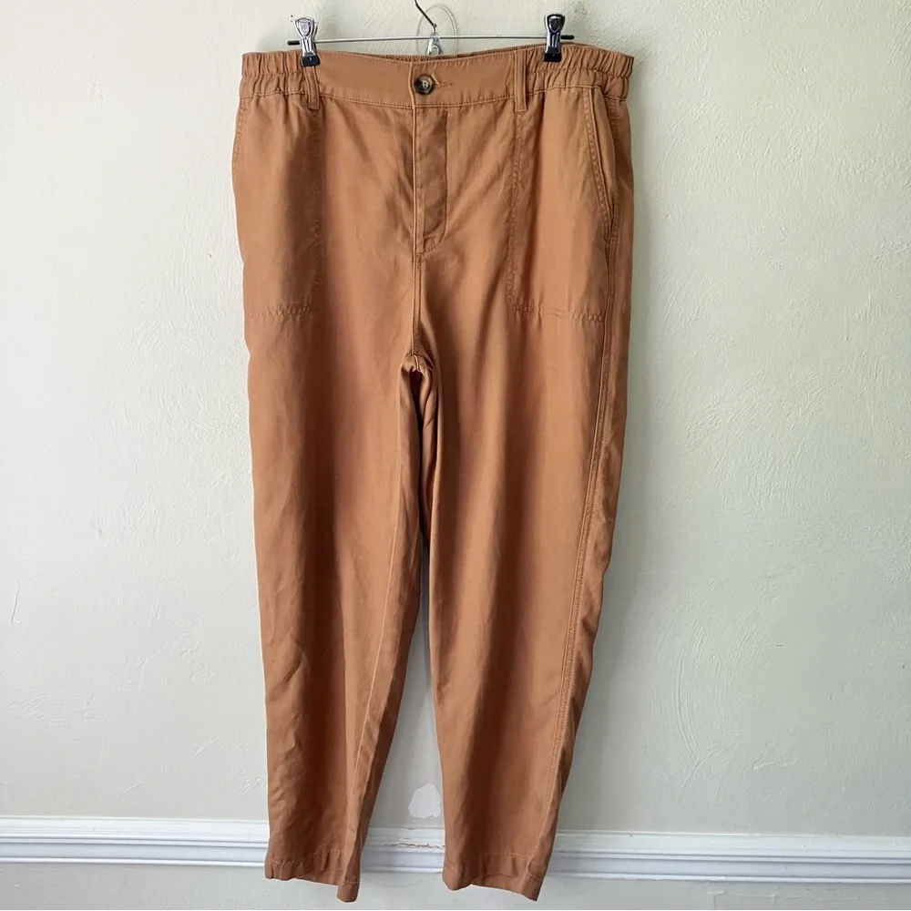 Wonderly Caramel Tan High Rise Button Fly Cropped Pants‎